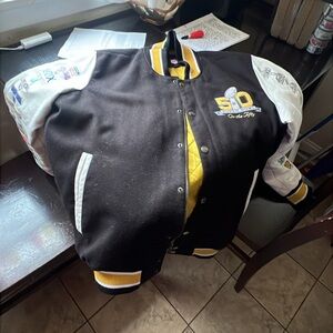 One of my favorite jackets. A  gift from that Super Bowl where I had to work.